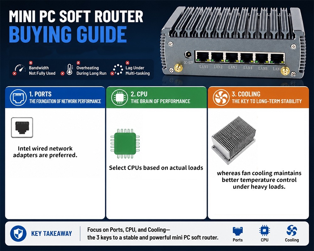 সর্বশেষ কোম্পানি ব্লগ সম্পর্কে Mini PC Soft Router Buying Guide How to Choose Network Ports CPU And Cooling With Real Test Data